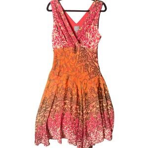 Womens 14 Midi Dress Fairy Artsy Pink Whimsical Feminine Hippie Romantic y2k